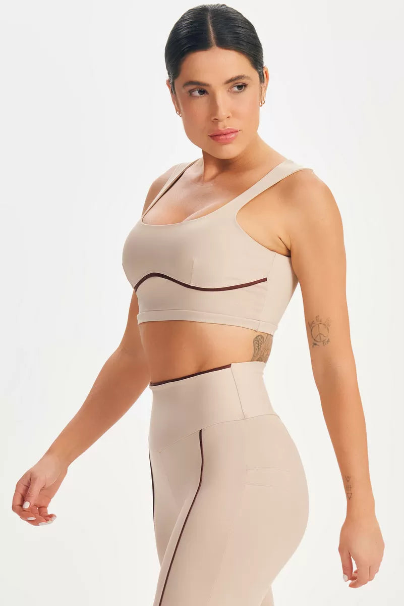 Top Estilous Nude Lets Gym Top - Bege