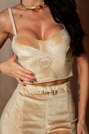CONJUNTO CROPPED + SHORT LUXUTY MARIA GUEIXA