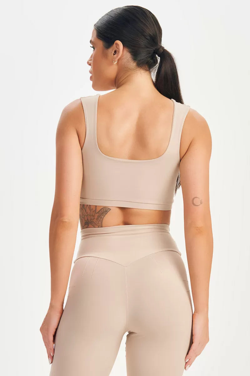 Top Estilous Nude Lets Gym Top - Bege