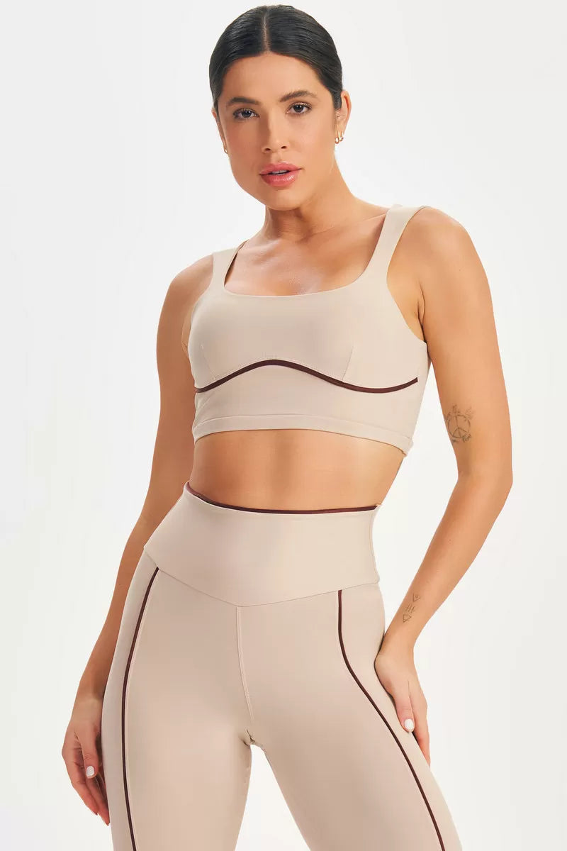 Top Estilous Nude Lets Gym Top - Bege