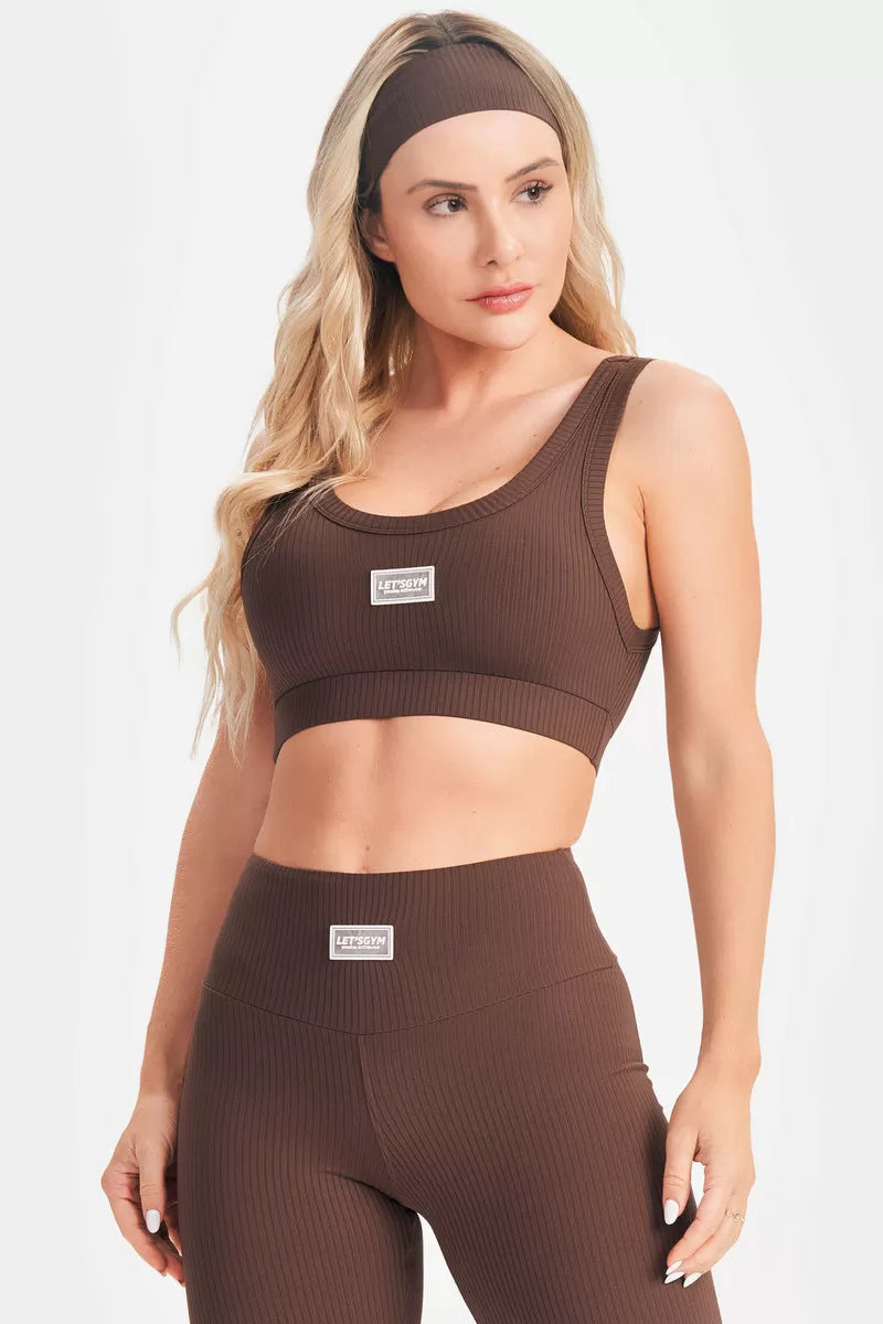 Top Comfort Rib Coffee Lets Gym Top - Marrom