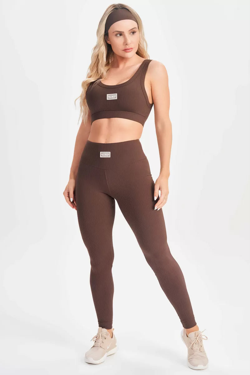 Legging Comfort Rib Coffee Lets Gym Calça Legging - Marrom