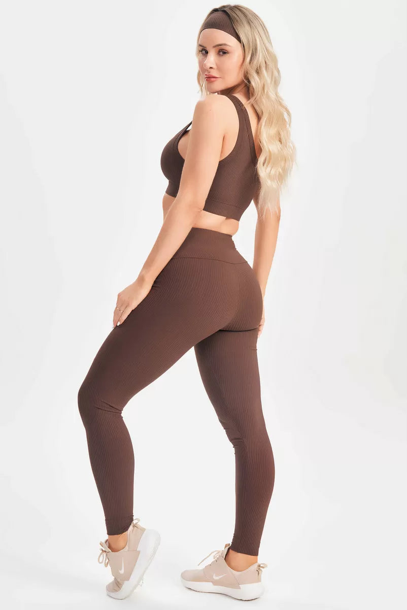Legging Comfort Rib Coffee Lets Gym Calça Legging - Marrom