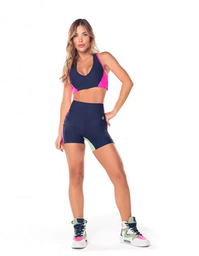 Shorts com Recortes Aurora Marinho Escuridao
