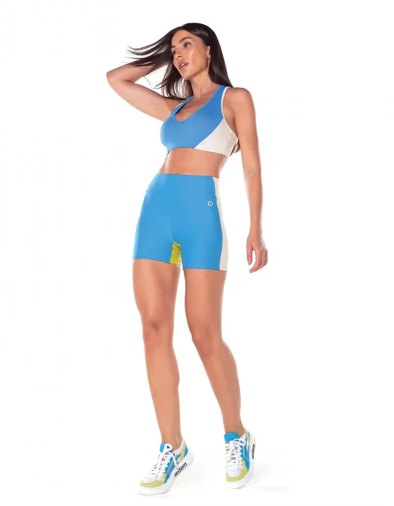 Shorts com Recortes Aurora Azul Enseada Vestem